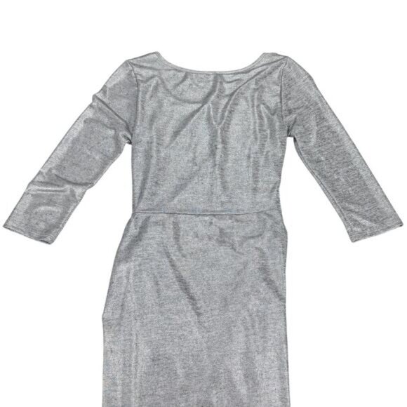 LULUS Metallic Mood Silver Dress Sz Small - Picture 7 of 8